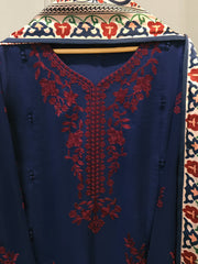 3 Piece- Pure Korean Silk Embroidered Suit S115426