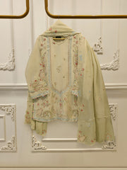 3 Piece- Pure  Sheesha Silk Embroidered Suit S115416