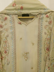 3 Piece- Pure  Sheesha Silk Embroidered Suit S115416