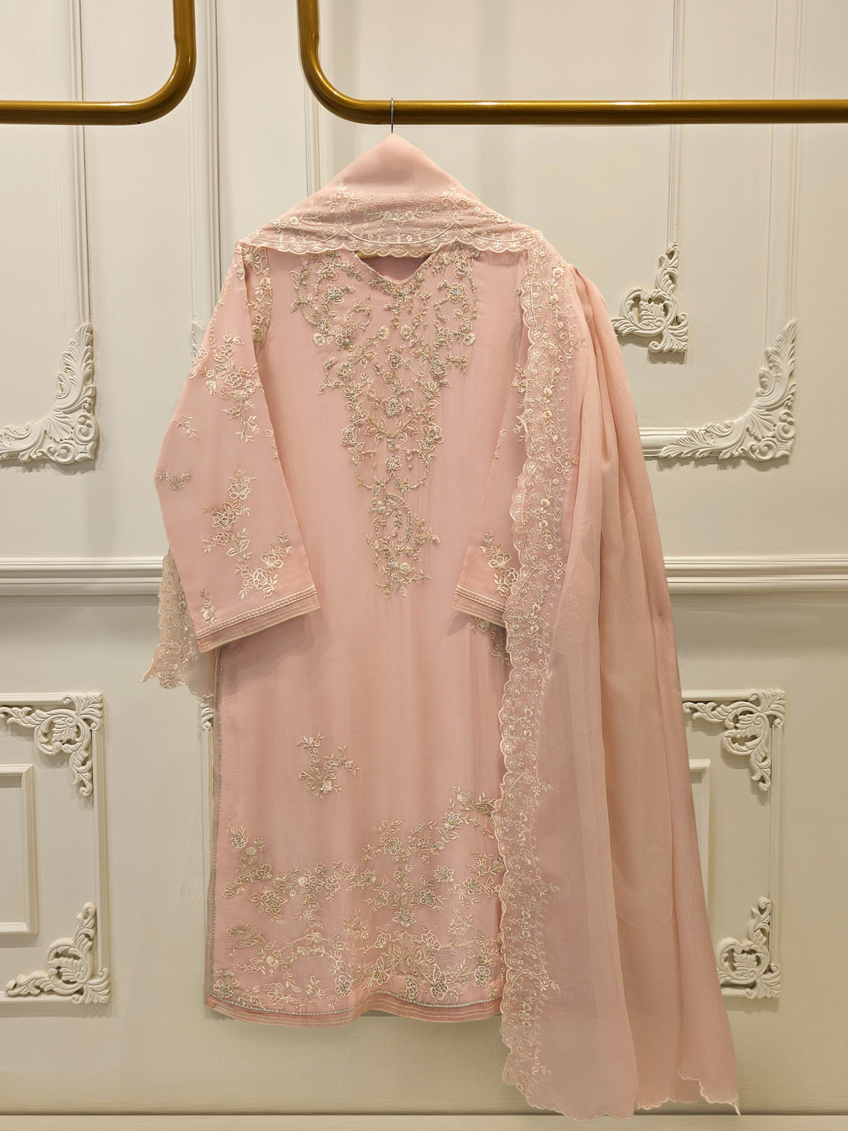 3 Piece - Pure Embroidered Chiffon Suit S115541