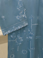 3 Piece- Pure Korean Silk Embroidered Suit S115649
