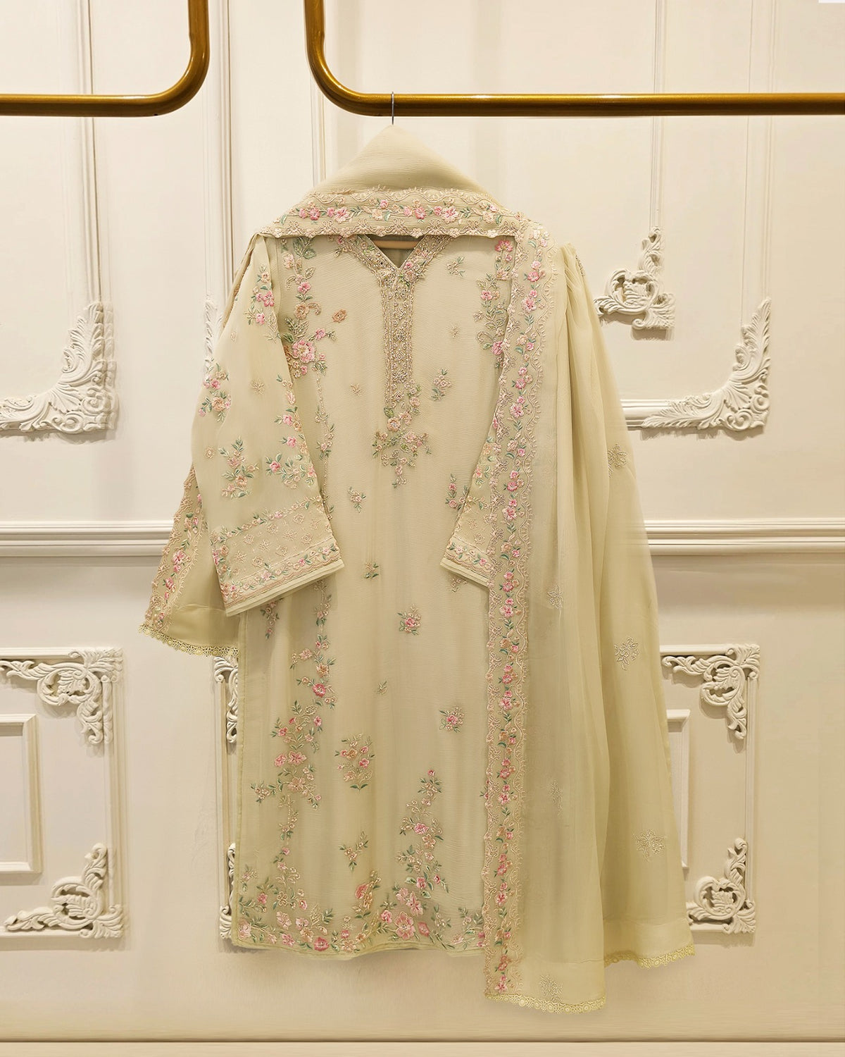 3 Piece - Pure Embroidered Chiffon Suit S115760