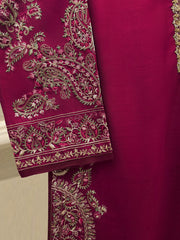 3 Piece- Pure Khadi Silk Embroidered Suit S113723