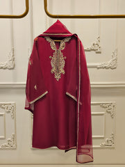 3 Piece - Pure Organza Embroidered Suit S111710