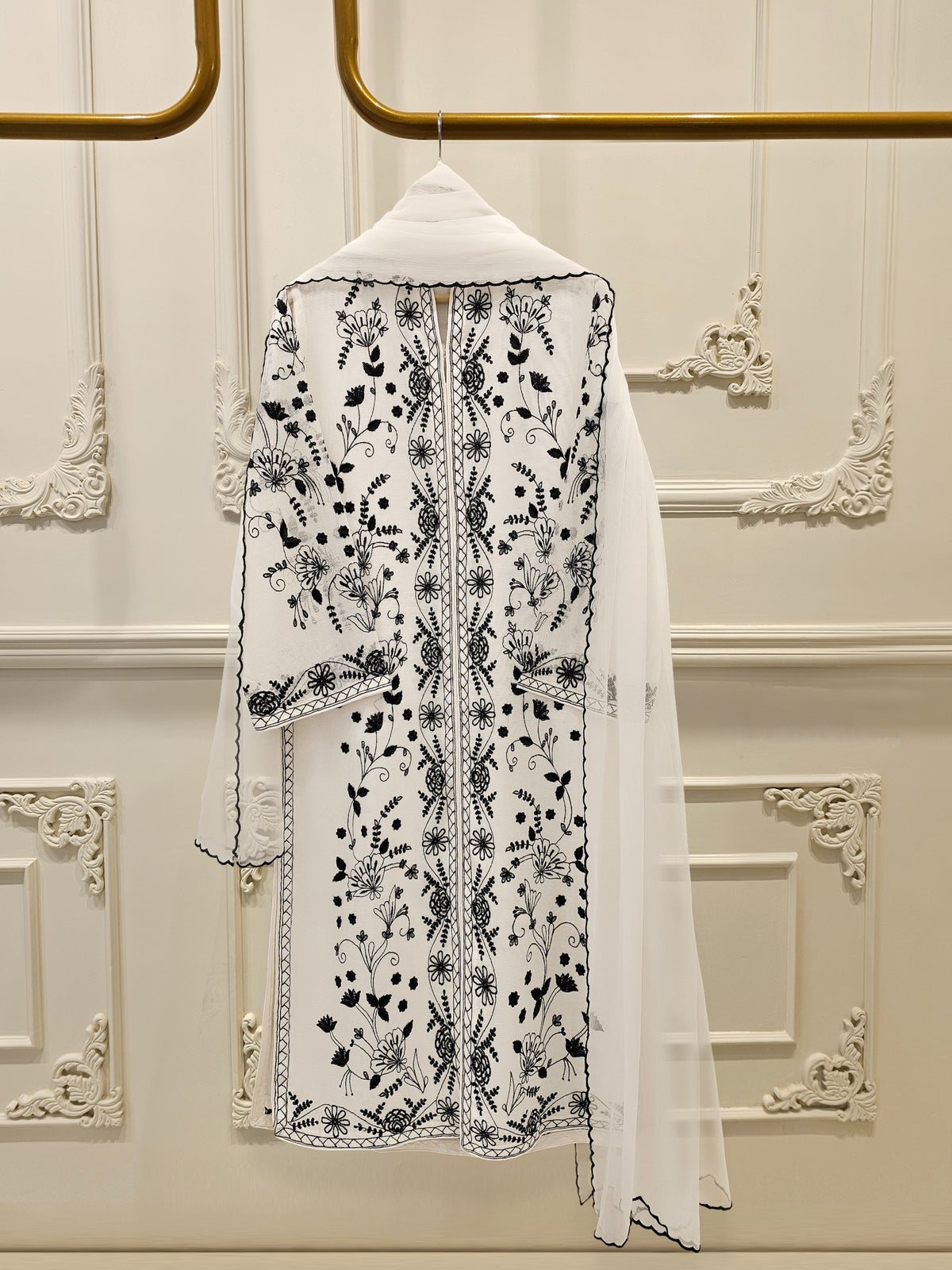 3 Piece - Pure Embroidered Cotton Net Suit S111706