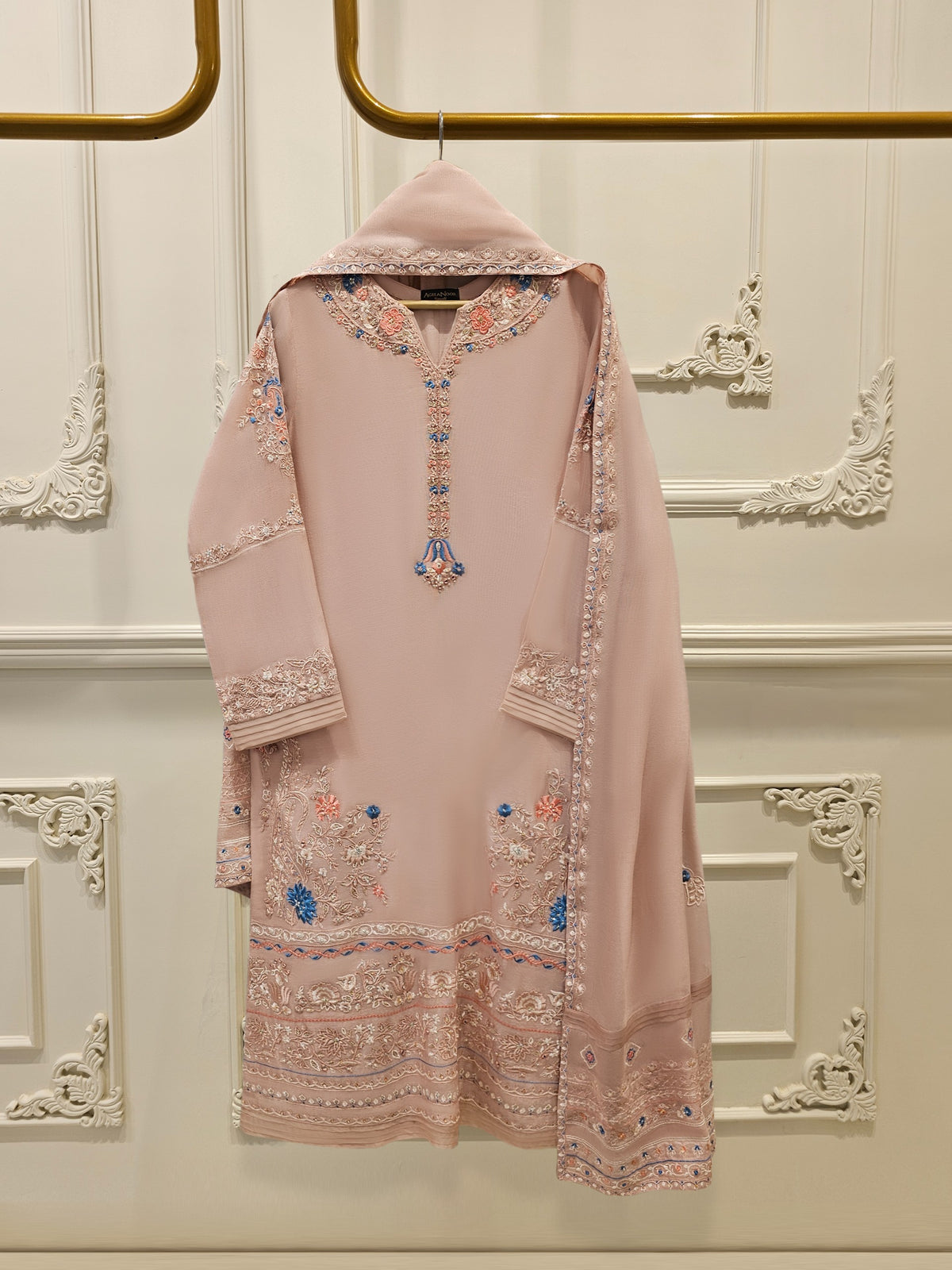 3 Piece - Pure Embroidered Cotton Net Suit S111774