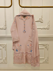 3 Piece - Pure Embroidered Cotton Net Suit S111774