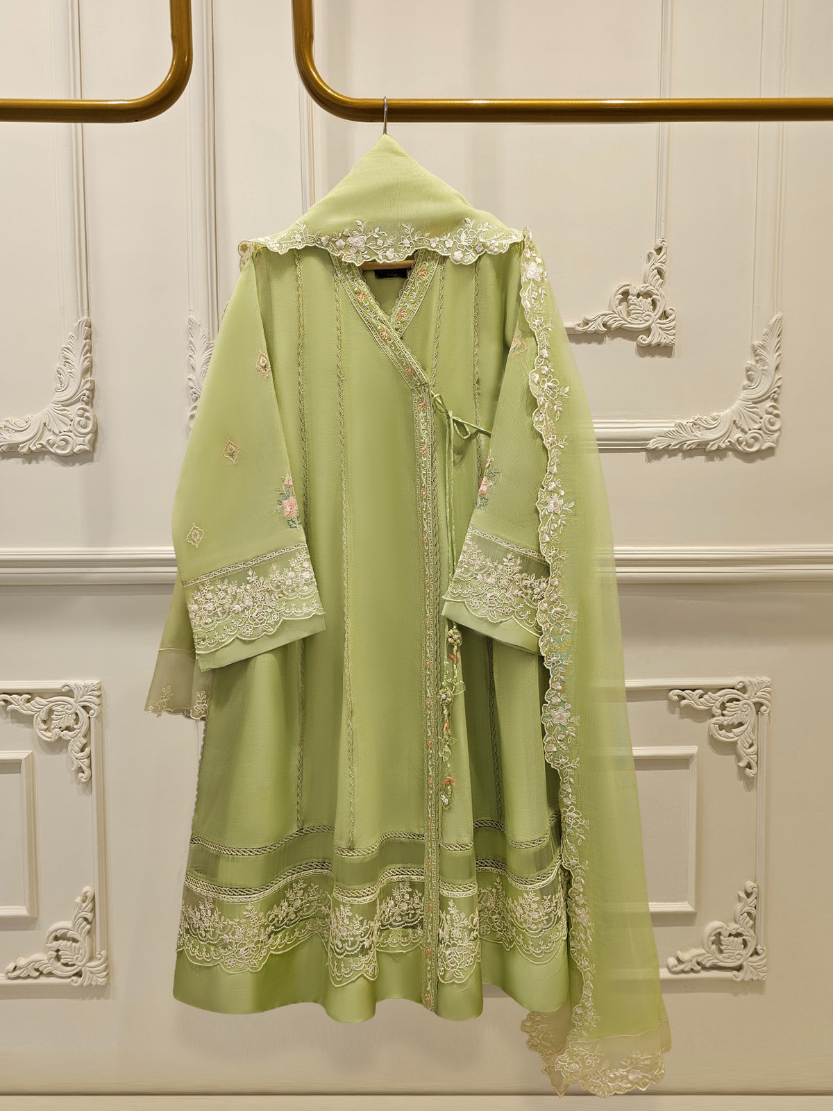 3 Piece - Pure Embroidered Cotton Net Suit S111819