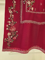 3 Piece- Pure Cotton Net Embroidered Suit S111589