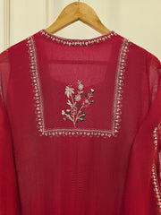 3 Piece- Pure Cotton Net Embroidered Suit S111589