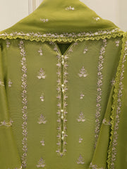 3 Piece - Pure Embroidered Cotton Net Suit S113835