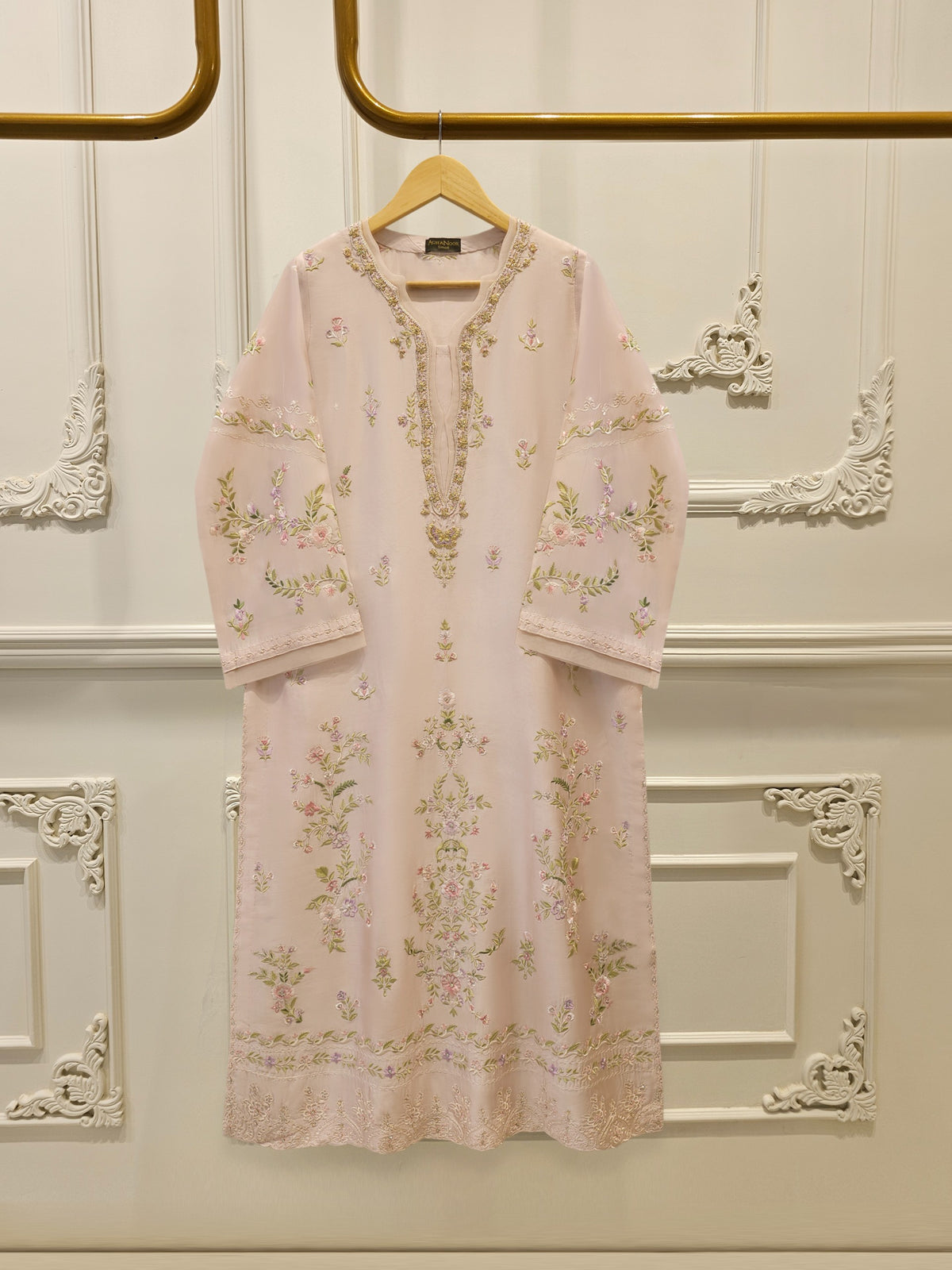 Pure Embroidered Sheesha Silk Shirt S114093