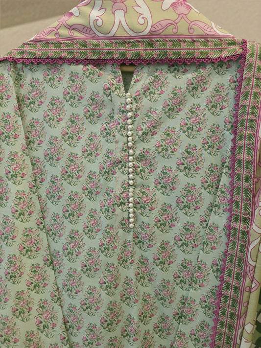 3 Piece - Digital printed Cambric Suit S115645