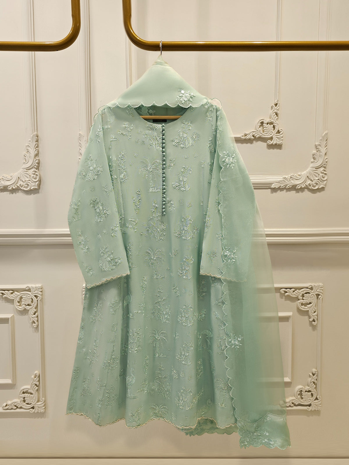 3 Piece - Pure Embroidered Cotton Net Suit S111867