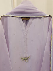 3 Piece - Pure Organza Embroidered Suit S111748
