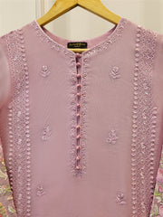 2 Piece - Pure Cotton Net Embroidered Suit S111676