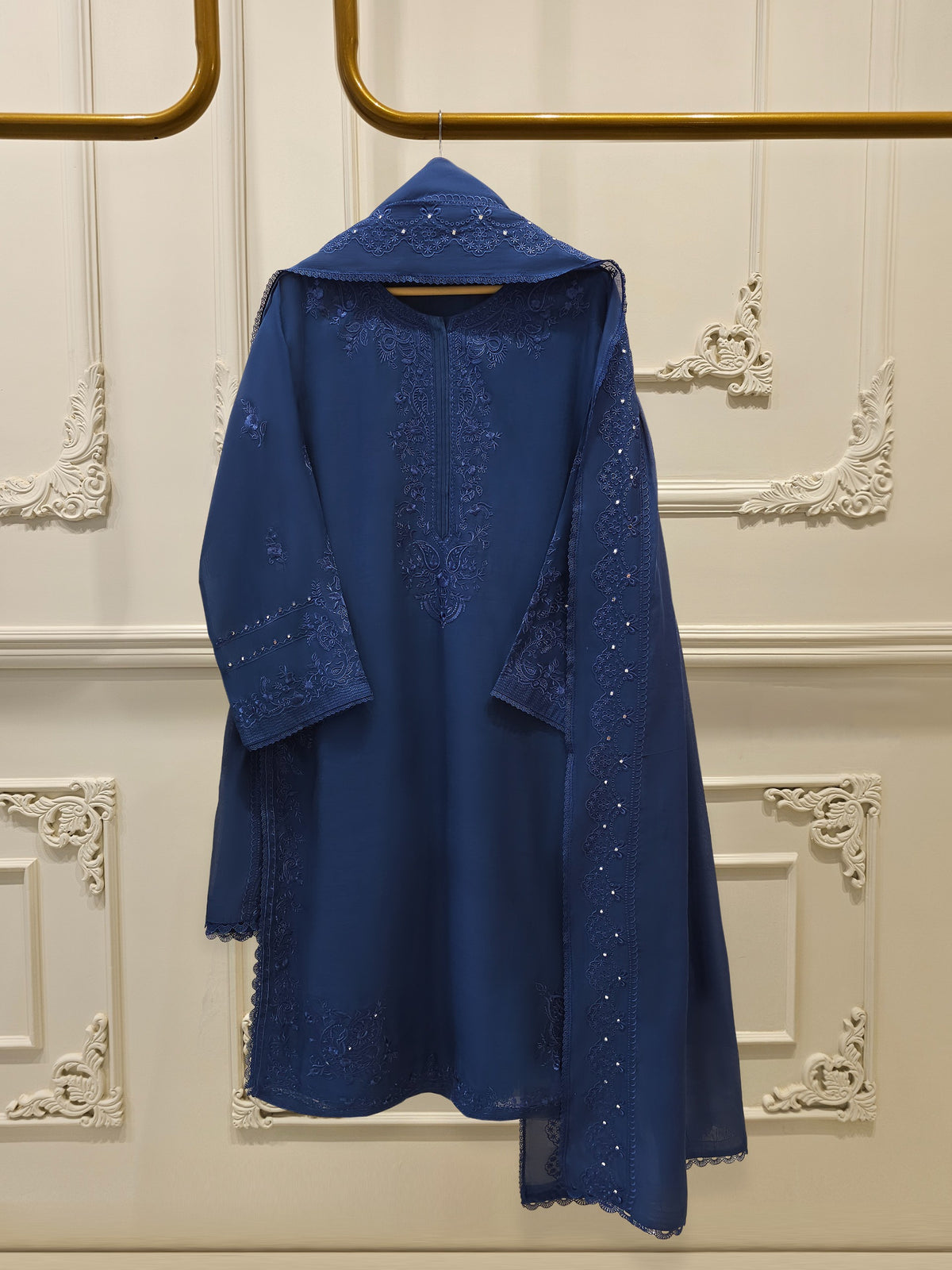 2 Piece - Embroidered Kora Cotton Silk Suit S111822