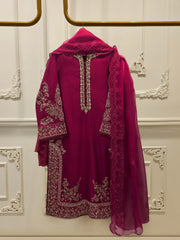 3 Piece- Pure Khadi Silk Embroidered Suit S113723