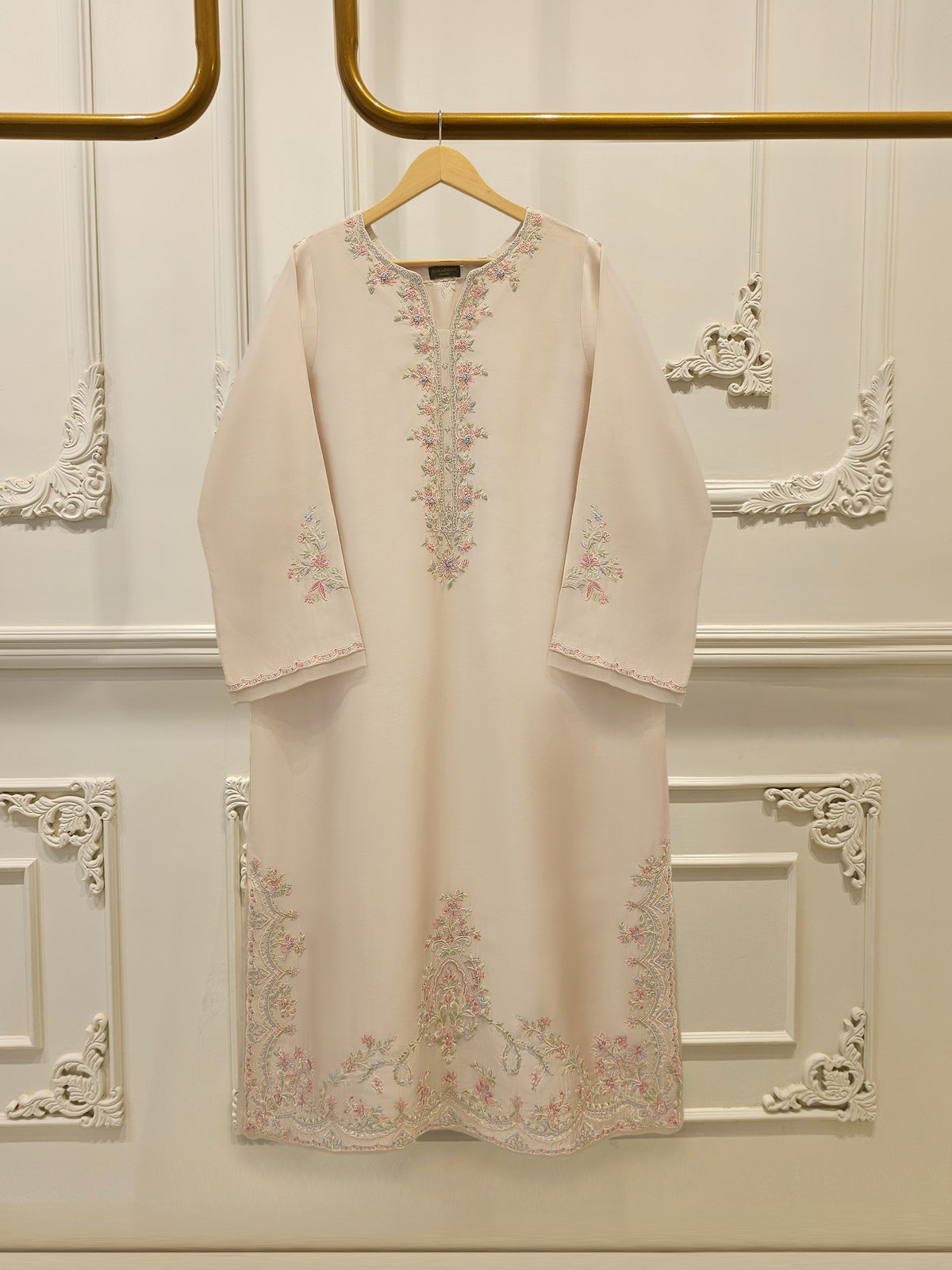Pure Embroidered Sheesha Silk Shirt S114006