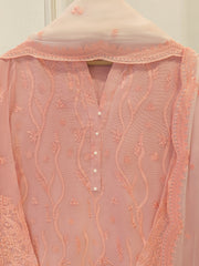 3 Piece - Pure Embroidered Cotton Net Suit S114041