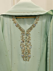 3 Piece- Pure Silk Net Embroidered Suit S111684