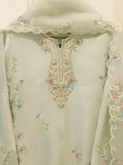 3 Piece- Pure  Sheesha Silk Embroidered Suit S115692