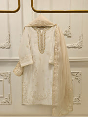 3 Piece- Pure Sheesha Silk Embroidered Suit S113806