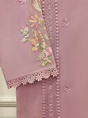 2 Piece - Pure Cotton Net Embroidered Suit S111676