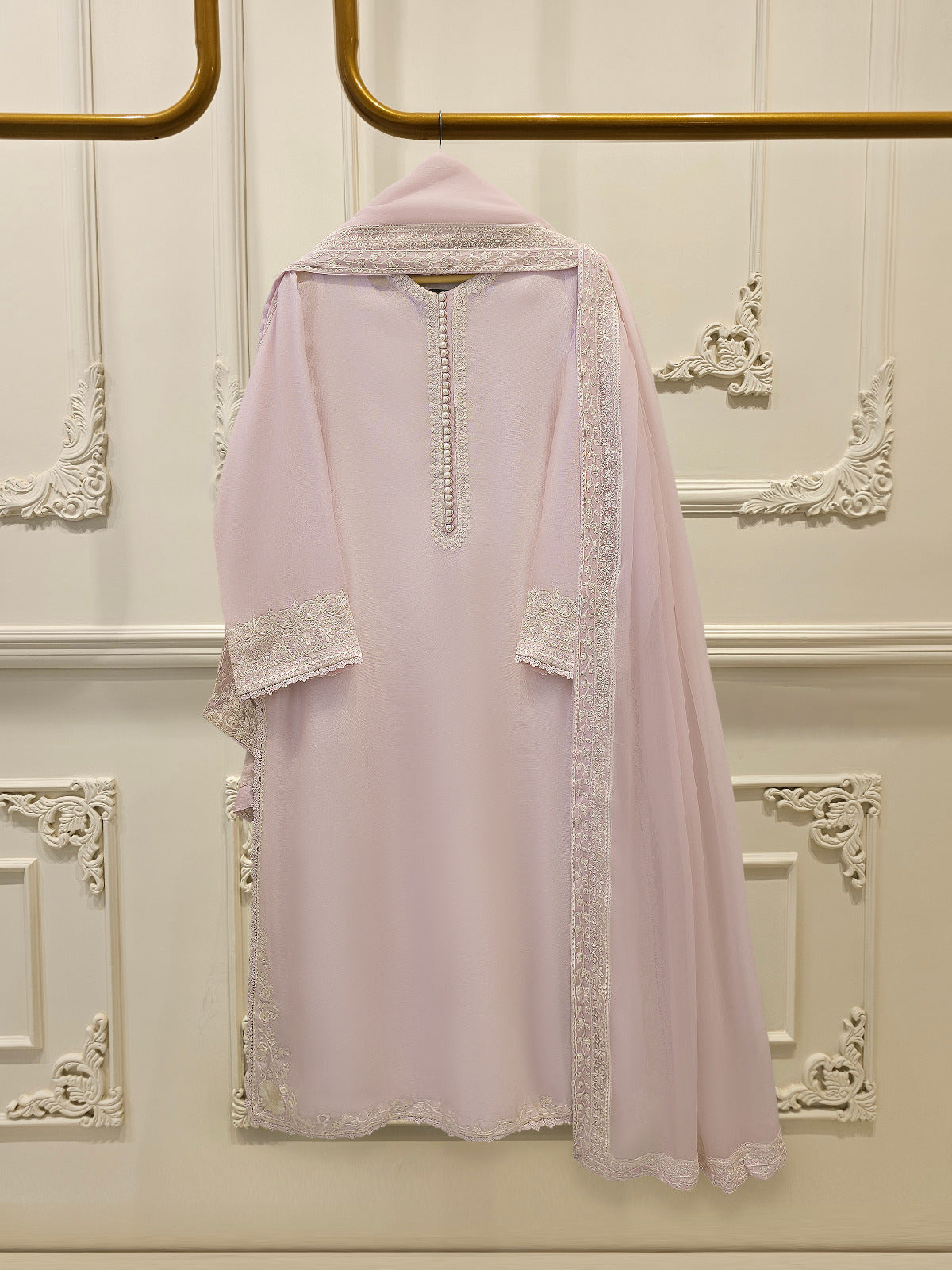 3 Piece - Pure Embroidered Cottone Net Suit S113512