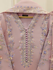 3 Piece - Pure Organza Embroidered Suit S111664